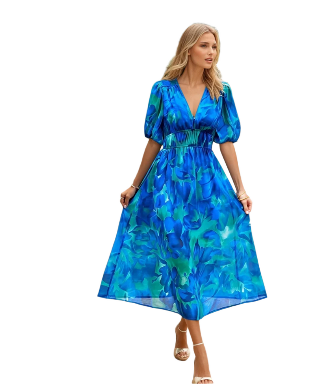 Vrouwen Midi Jurk V-Hals Elegante Stijl 0