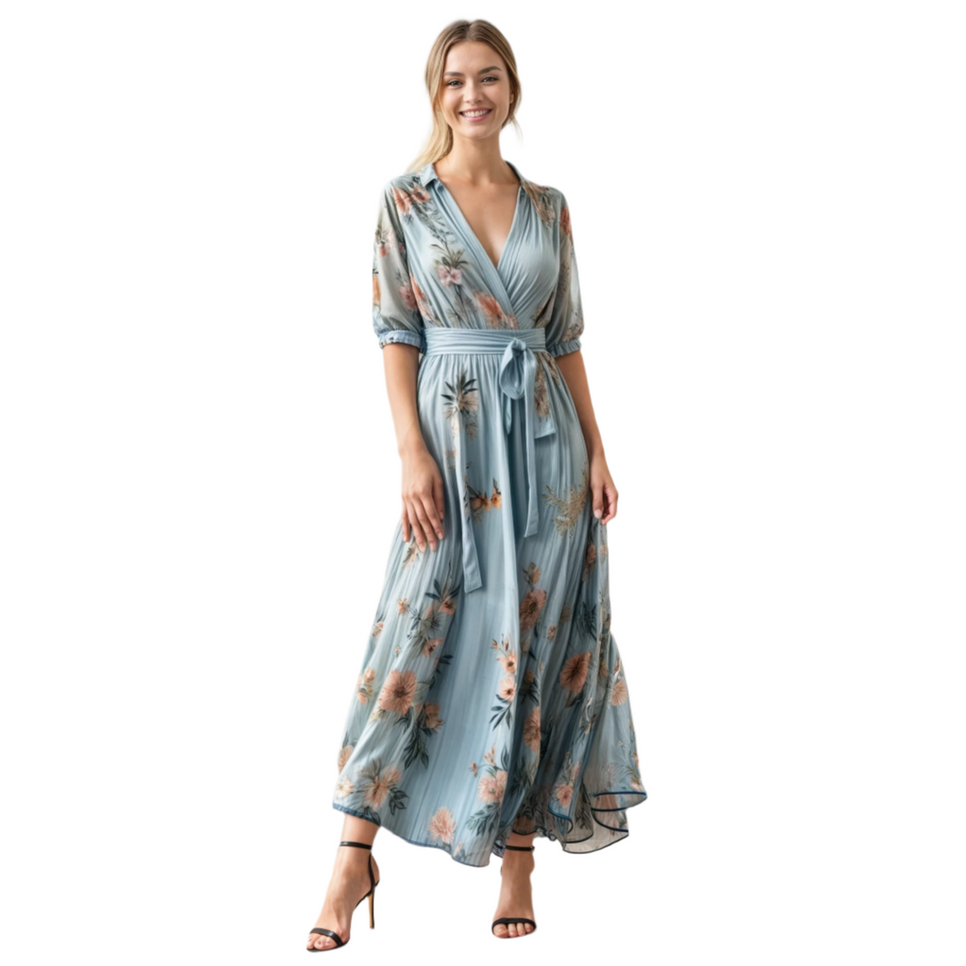 Vrouwen Midi Jurk V-Hals Elegante Stijl 0