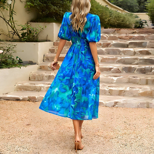 Vrouwen Midi Jurk V-Hals Elegante Stijl 4