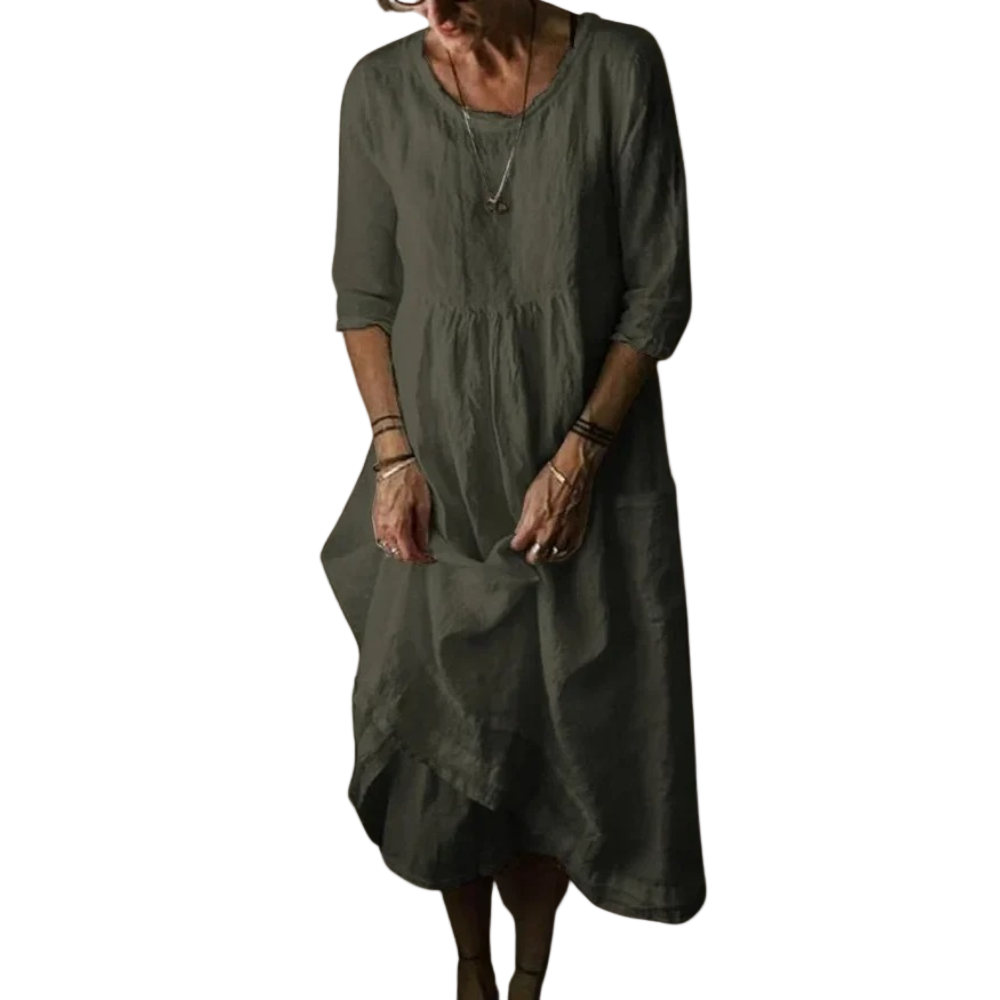 Vrouwen Midi Jurk met Elbowlange Mouwen 0