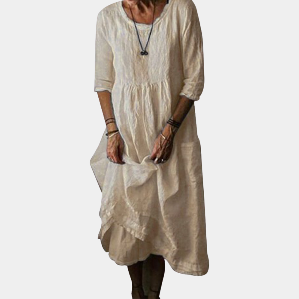 Vrouwen Midi Jurk met Elbowlange Mouwen 2