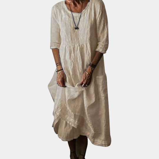 Vrouwen Midi Jurk met Elbowlange Mouwen 2