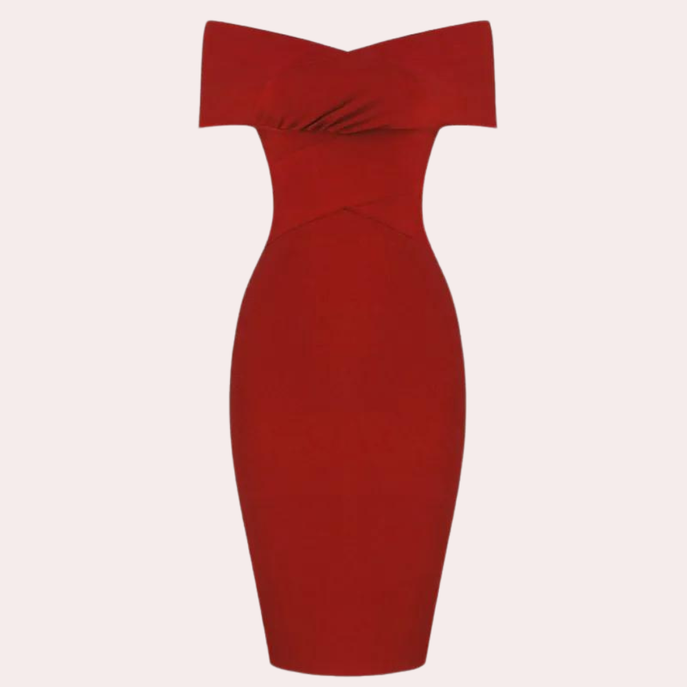 Vrouwen Off-Shoulder Jurk Met Sofisticeerde Snit 2