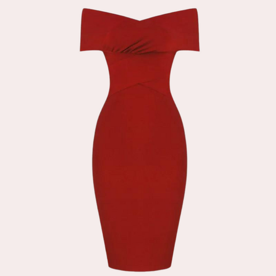 Vrouwen Off-Shoulder Jurk Met Sofisticeerde Snit 2
