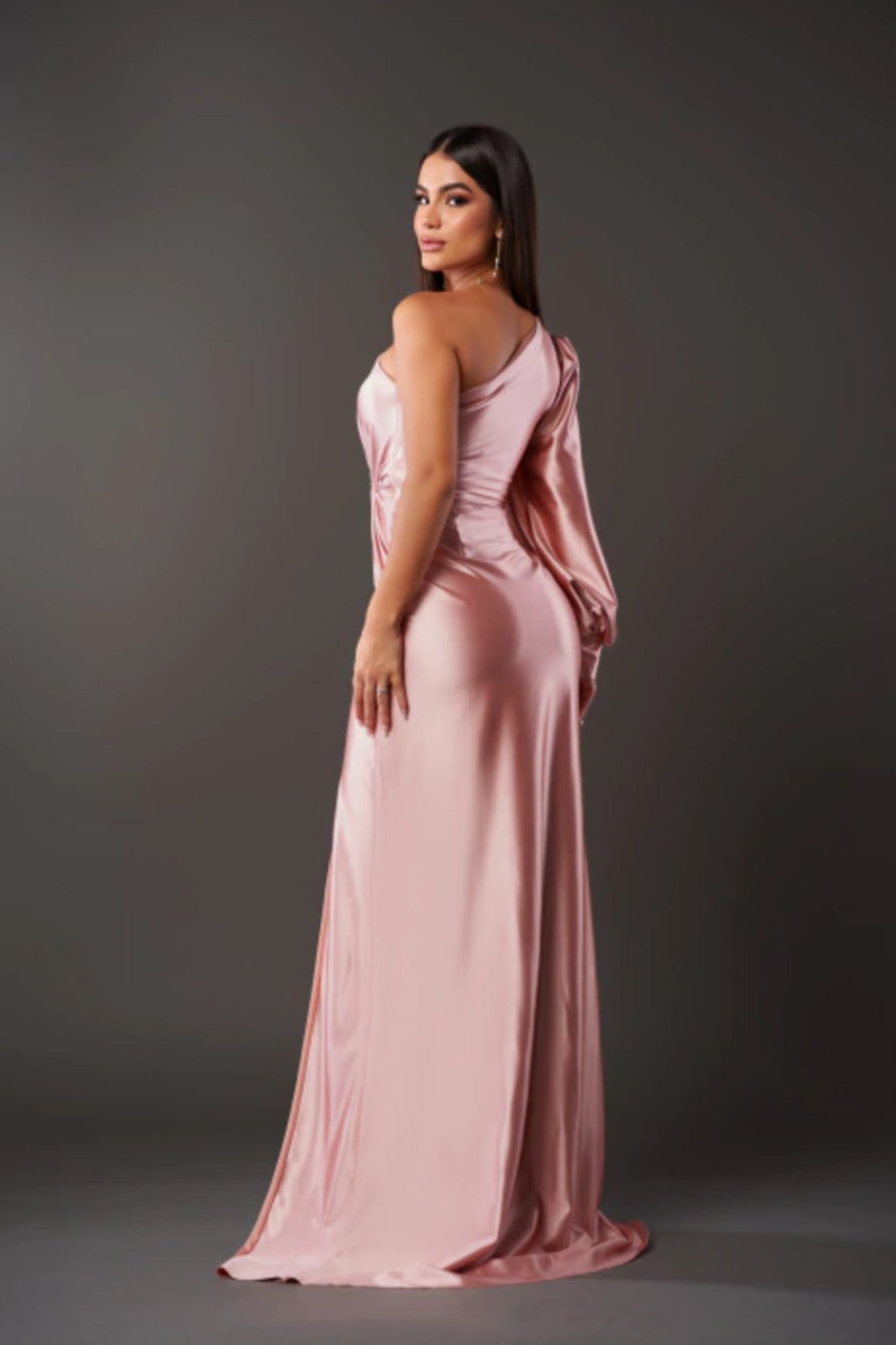 Vrouwen Satin Eén-Schouder Jurk Elegante Stijl 8