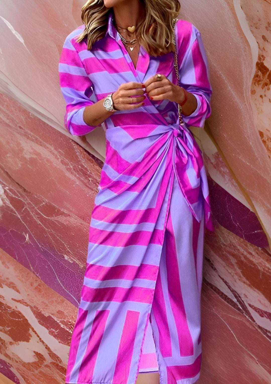 Vrouwen Wrap Dress Met Print Elegante Stijl 11