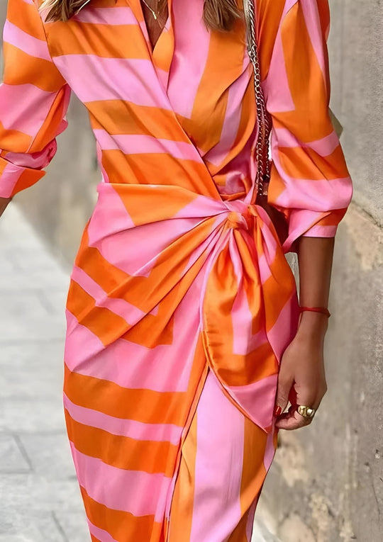 Vrouwen Wrap Dress Met Print Elegante Stijl 5