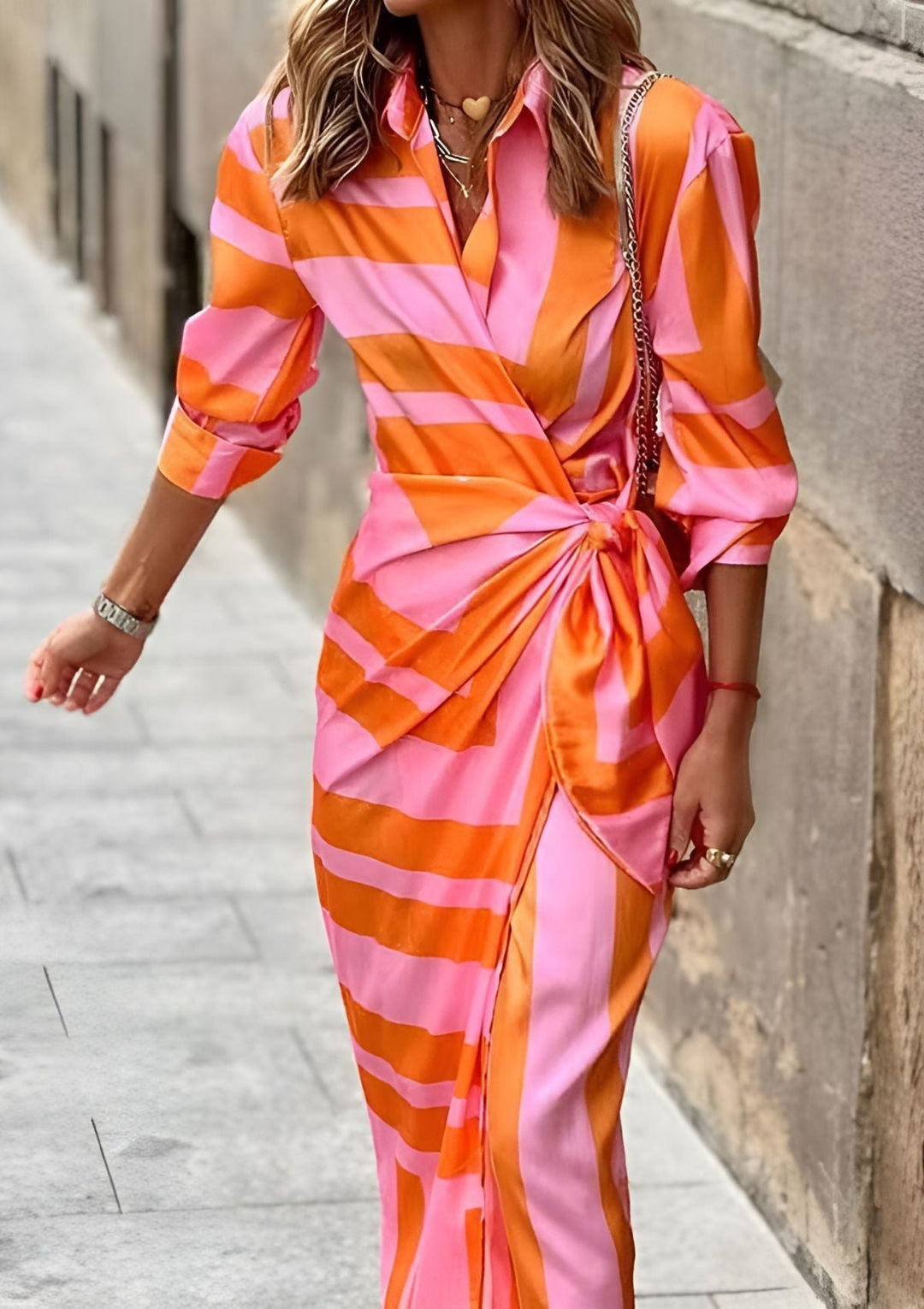 Vrouwen Wrap Dress Met Print Elegante Stijl 7