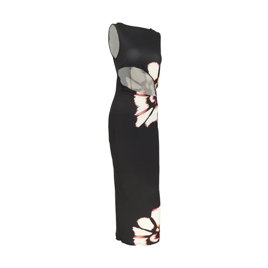 Vrouwen Zomerjurk Met Bloemenprint En Cut-outs 5