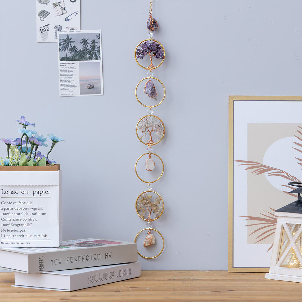 Wanddecoratie Levensboom met Kristallen Ringen 1