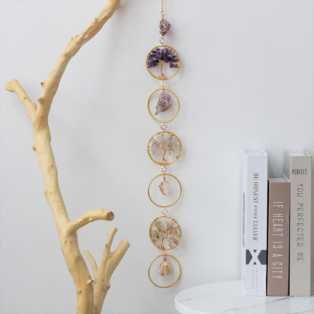 Wanddecoratie Levensboom met Kristallen Ringen 2