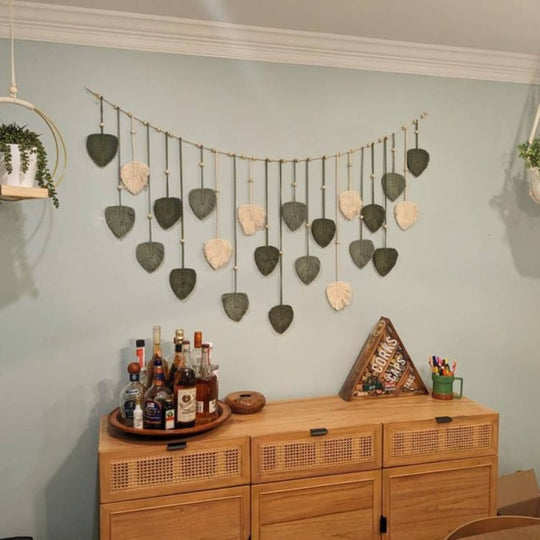 Wanddecoratie Macrame Groene Bladeren voor Woonkamer en Slaapkamer 7