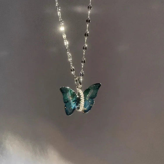 Zilveren Ketting Dames Vlinder Design Modern Accessoire 0