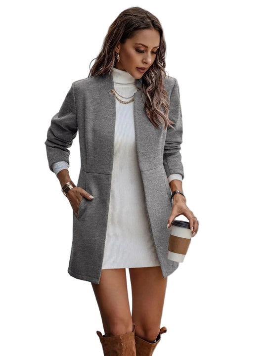 Zwarte Blazer Dames MIDI-lengte Open Voorkant voor Casual en Formele Gelegenheden 0