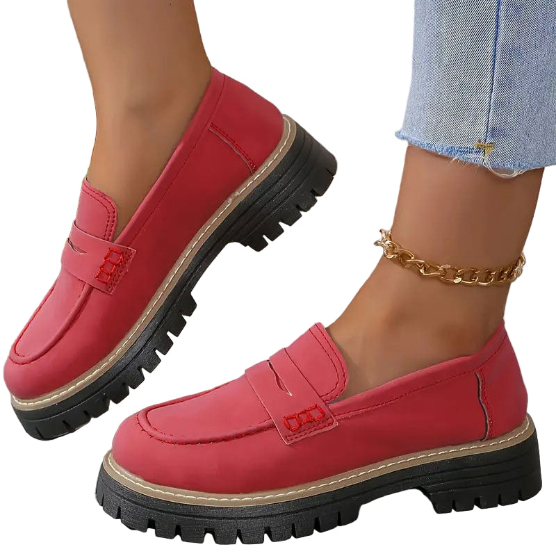 Zwarte Loafers Dames met Chunky Zool - Casual Suède Slip-On Schoenen 2
