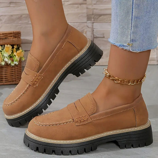 Zwarte Loafers Dames met Chunky Zool - Casual Suède Slip-On Schoenen 4