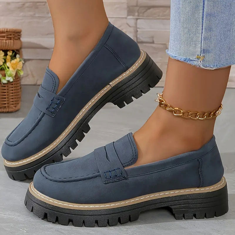 Zwarte Loafers Dames met Chunky Zool - Casual Suède Slip-On Schoenen 5