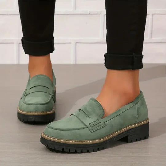 Zwarte Loafers Dames met Chunky Zool - Casual Suède Slip-On Schoenen 6