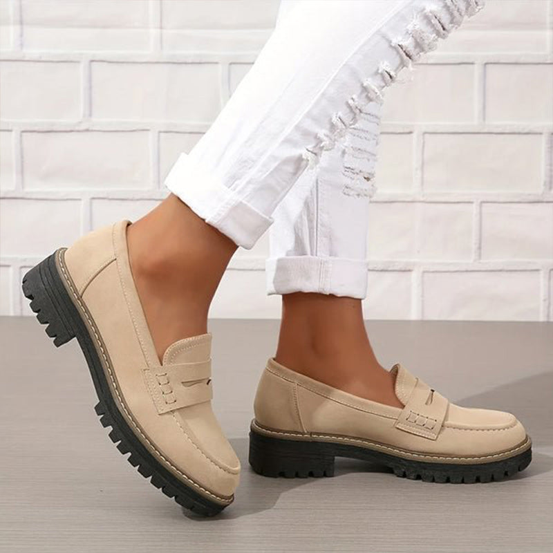 Zwarte Loafers Dames met Chunky Zool - Casual Suède Slip-On Schoenen 7