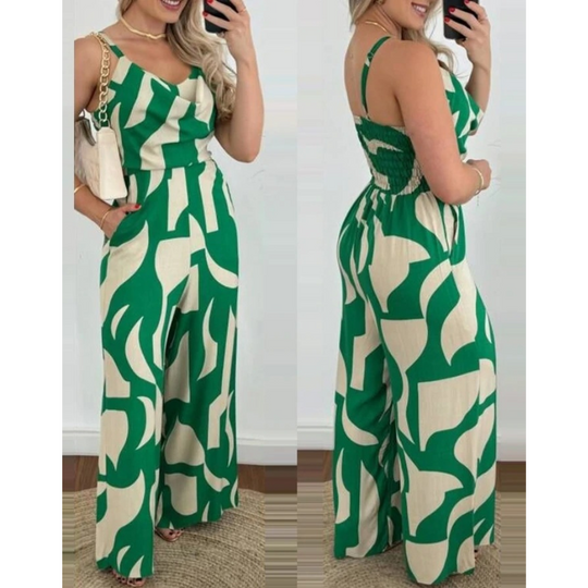 Jumpsuits met wijde pijpen en V-hals