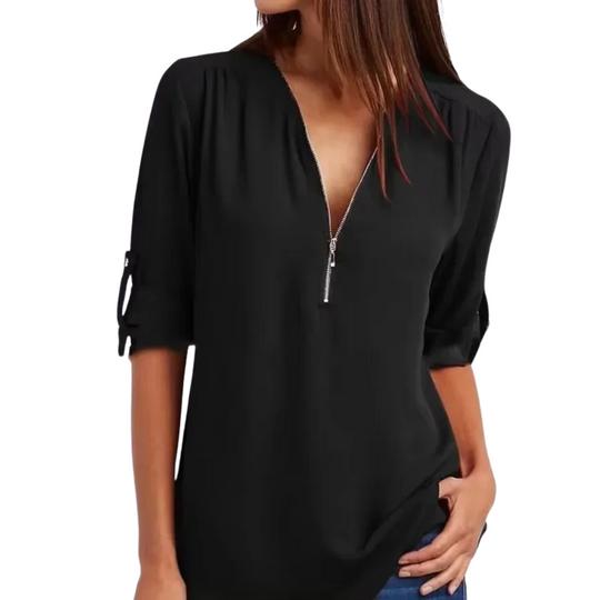 Vrouwen Blouse met Diepe V-Hals Chiffon