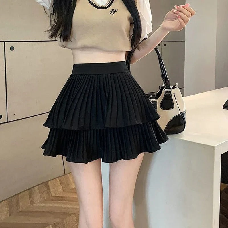 Lolita rok met ruches en hoge taille