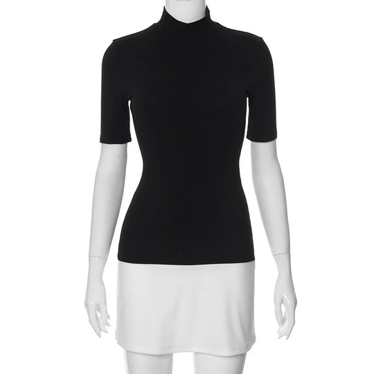 Dames patchwork bodycon jurk met col