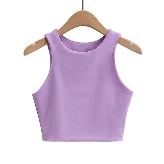 Dames mouwloze O-hals Slim Fit Tank Top