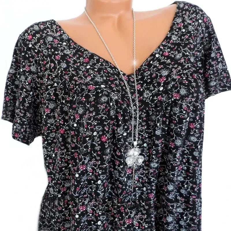 Dames tanktop met bloemenprint en V-hals