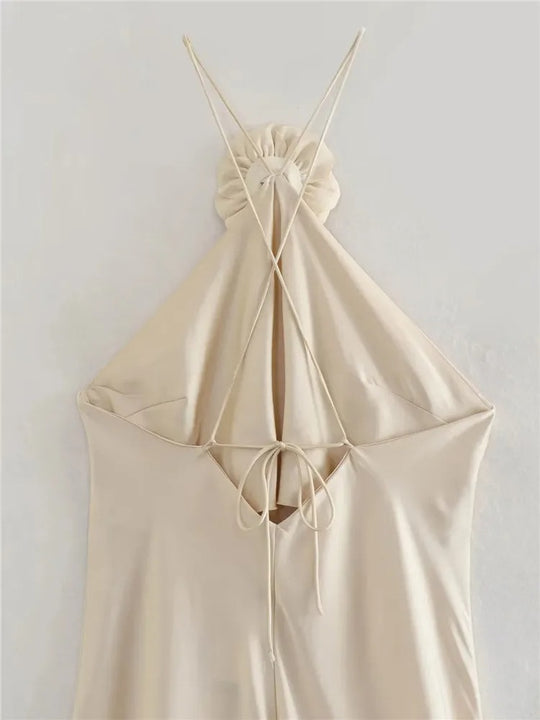 Dames off-shoulder halter lange jurk