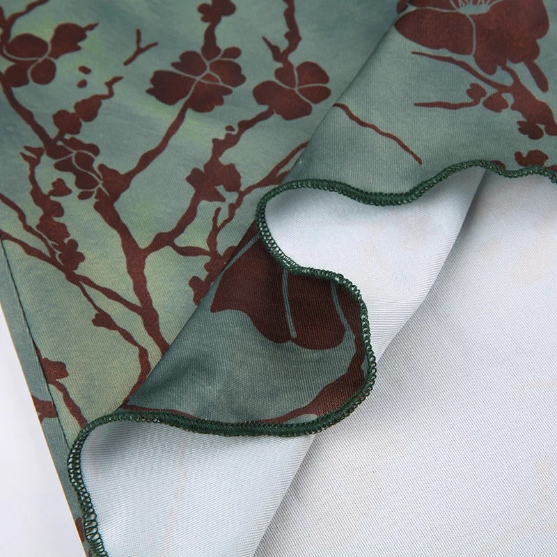 Vintage midi-rok met bloemenprint