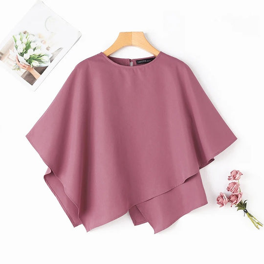 Damesblouse met 3/4 mouwen en ruches