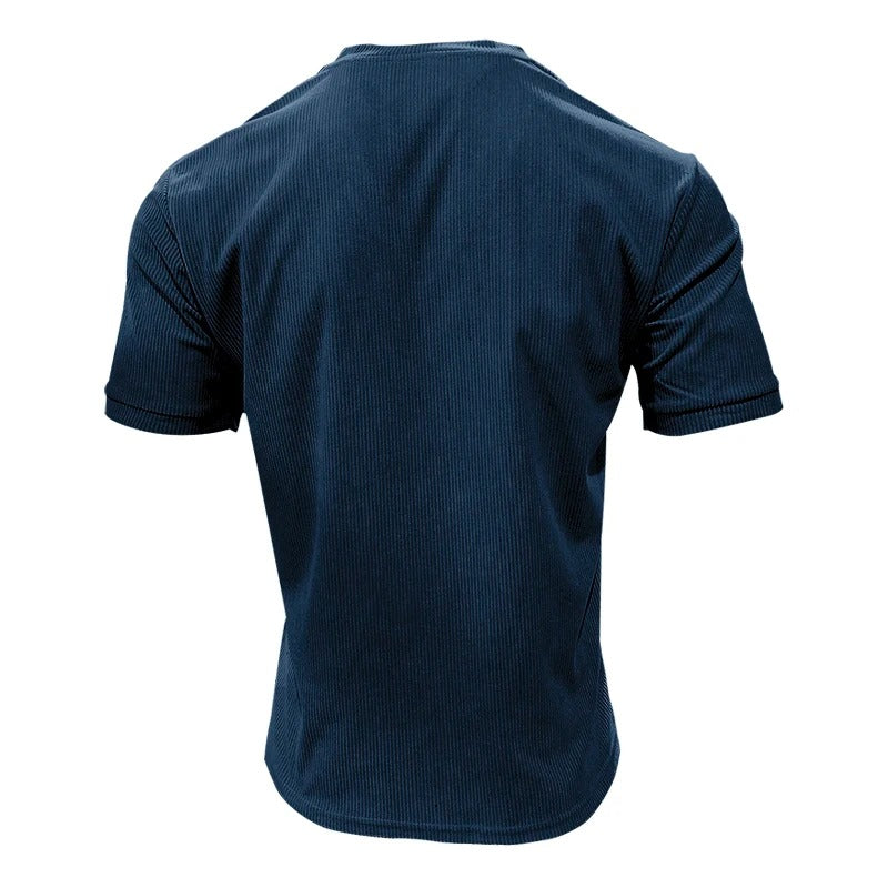 Corduroy V-hals T-shirt voor heren