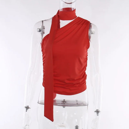 Dames haltertop met open rug en blote schouders