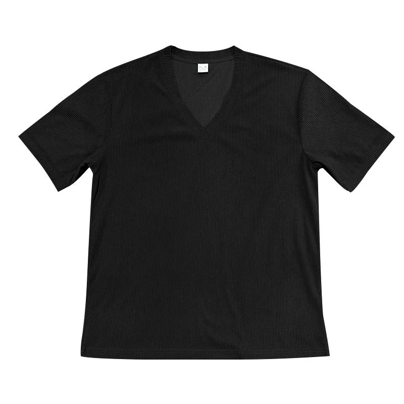 Corduroy V-hals T-shirt voor heren