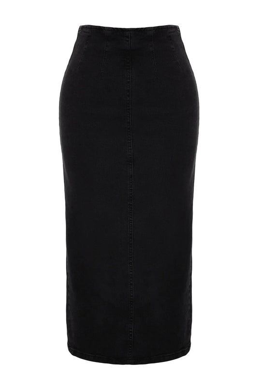 Dames Midi Koker Denim Rok