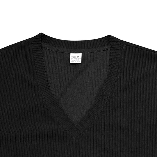 Corduroy V-hals T-shirt voor heren