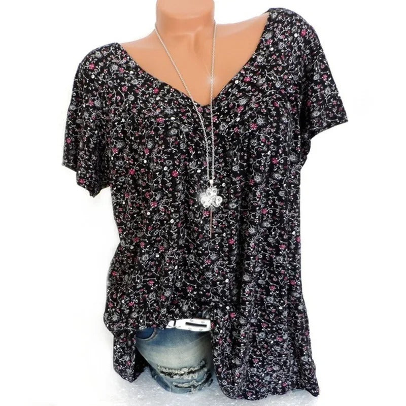 Dames tanktop met bloemenprint en V-hals