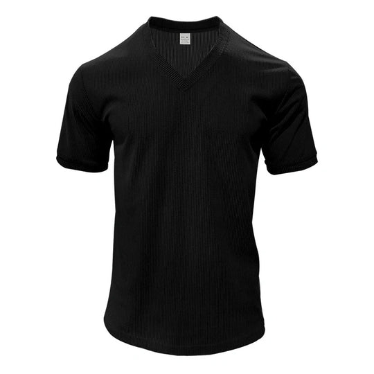 Corduroy V-hals T-shirt voor heren