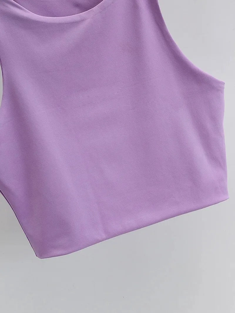 Dames mouwloze O-hals Slim Fit Tank Top