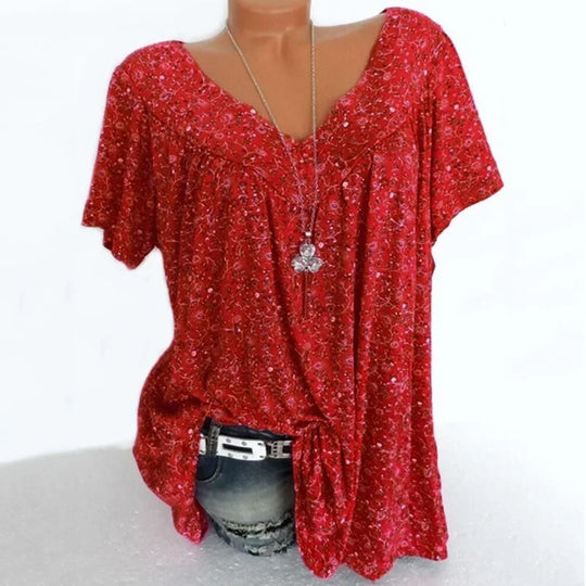 Dames tanktop met bloemenprint en V-hals
