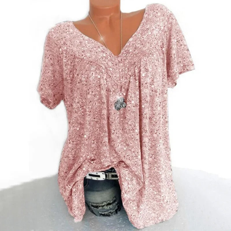 Dames tanktop met bloemenprint en V-hals