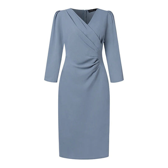 Dames V-hals bodycon knielange werkjurk
