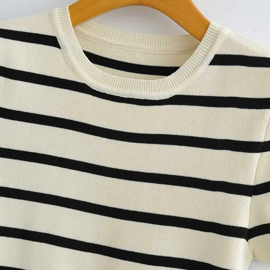 Gebreide gestreepte cropped top voor dames