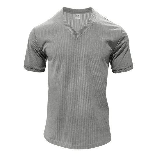 Corduroy V-hals T-shirt voor heren