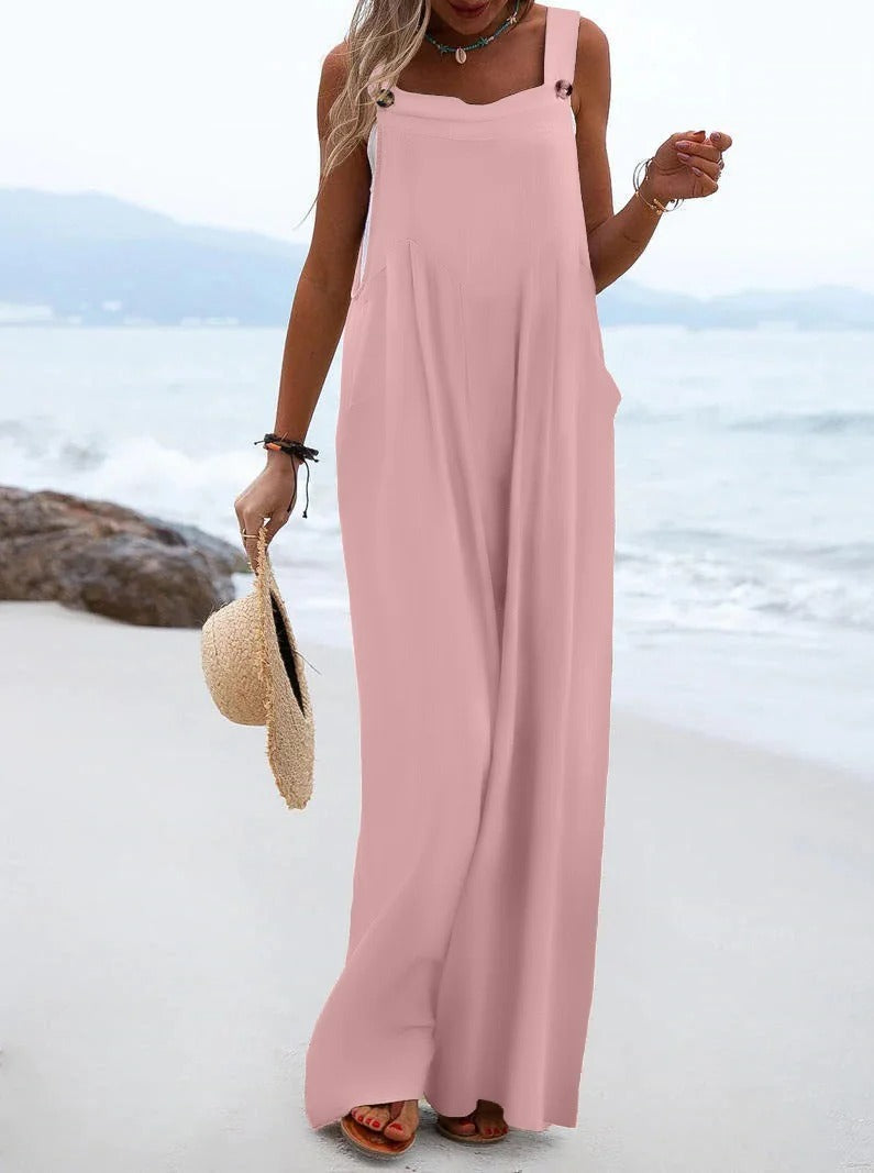 Effen gekleurde jumpsuit met jarretels