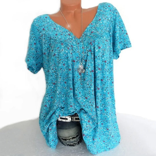 Dames tanktop met bloemenprint en V-hals