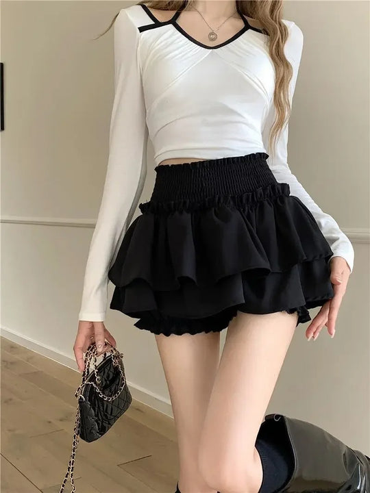 Lolita rok met ruches en hoge taille