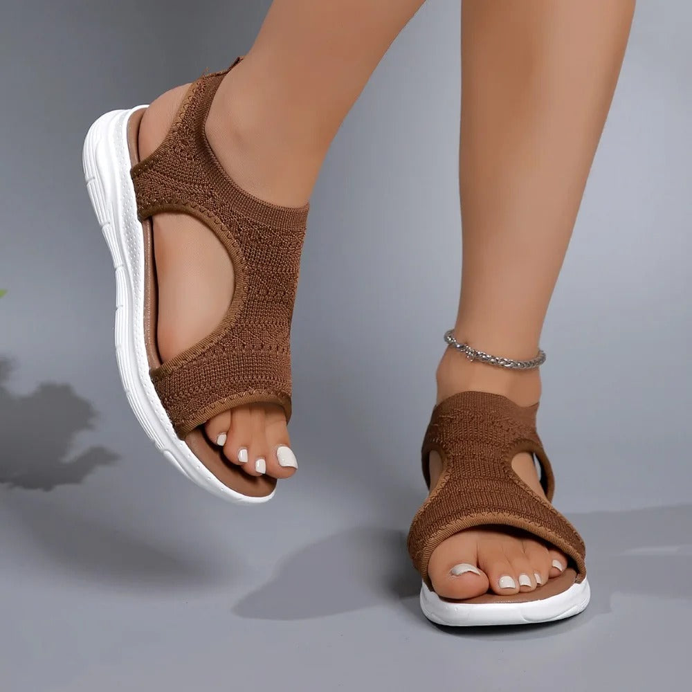 Mesh platform wedge sandalen voor dames