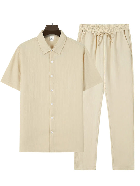 Heren gestreept overhemd en broek set